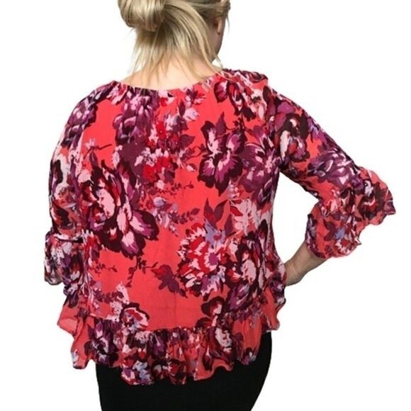 Lucky Floral Ruffle Blouse Size Medium - Picture 2 of 3